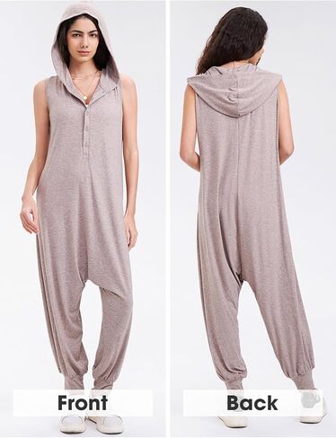 بدلة Byinns النسائية فضفاضة بدون أكمام 2024 ملابس نوم بقلنسوة بيجامة رومبير نيسيي صالة طويلة سراويل نسائية شعاع القدم in Kuwait