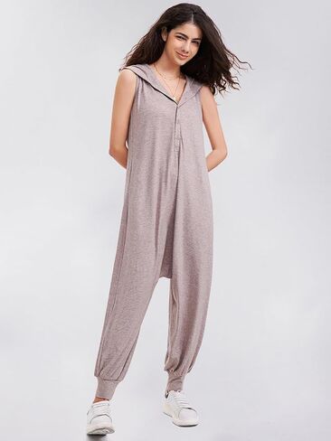 بدلة Byinns النسائية فضفاضة بدون أكمام 2024 ملابس نوم بقلنسوة بيجامة رومبير نيسيي صالة طويلة سراويل نسائية شعاع القدم in Kuwait