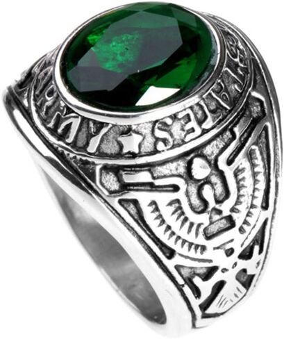 HIJONES Men's Stainless Steel United States Army Ring with Stone in Saudi Arabia