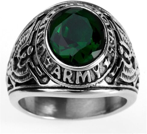 HIJONES Men's Stainless Steel United States Army Ring with Stone in Saudi Arabia