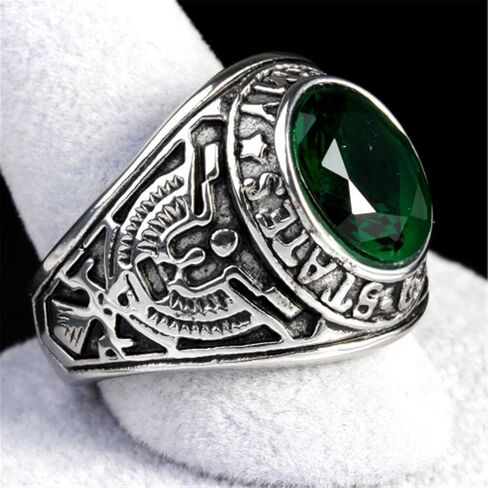 HIJONES Men's Stainless Steel United States Army Ring with Stone in Saudi Arabia