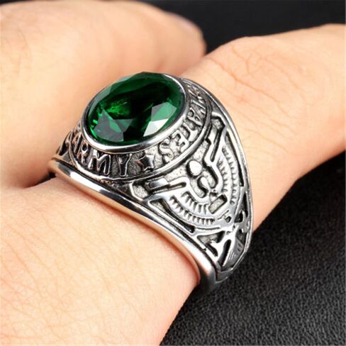HIJONES Men's Stainless Steel United States Army Ring with Stone in Saudi Arabia