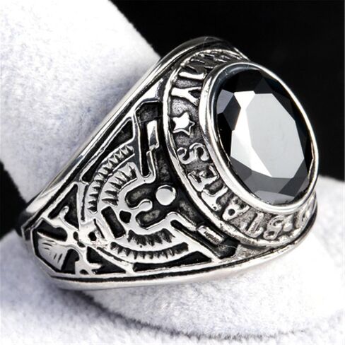 HIJONES Men's Stainless Steel United States Army Ring with Stone in Saudi Arabia