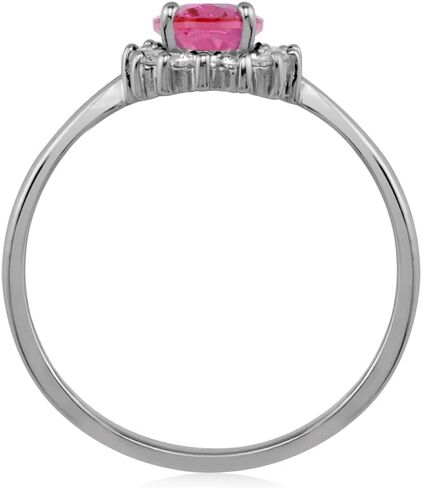 Silvershake Petite 7X5mm Oval Shape Gemstone White Gold Plated or 18K Yellow Gold Plated 925 Sterling Silver Flower Cluster Engagement and Promise Ring in Saudi Arabia