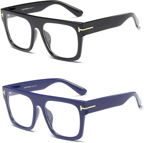 اي ال ال تي نظارات طبية مربعة كبيرة للجنسين بدون وصفة طبية بعدسات شفافة مسطحة, L in Kuwait