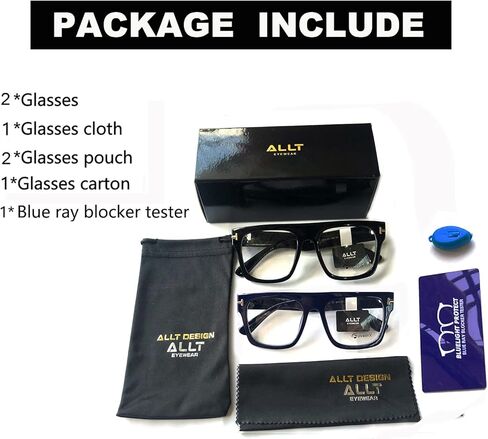 اي ال ال تي نظارات طبية مربعة كبيرة للجنسين بدون وصفة طبية بعدسات شفافة مسطحة, L in Kuwait