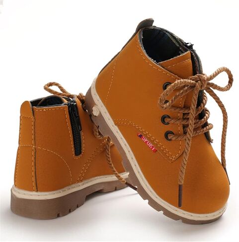 LAFEGEN Toddler Boys Girls Leather Non-Slip Hiking Boots Outdoor Waterproof Lace-Up Snowshoes (Toddler/Little Kid) in Kuwait