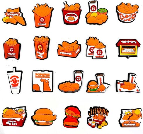 20pcs Fried Chicken Fries Shoe Charms for Teens Kids, Food Drinks Shoe Charms, PVC Doughnut Shoes Decoration Charm for Clog Pins Bracelet Wristband Party Favors Halloween Birthday Easter Supplies., in Kuwait
