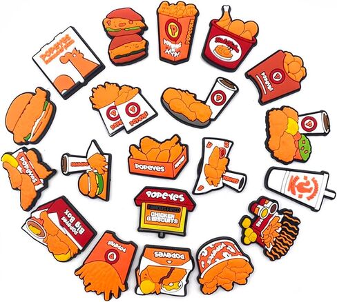 20pcs Fried Chicken Fries Shoe Charms for Teens Kids, Food Drinks Shoe Charms, PVC Doughnut Shoes Decoration Charm for Clog Pins Bracelet Wristband Party Favors Halloween Birthday Easter Supplies., in Kuwait