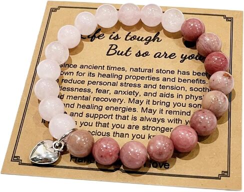 Caiyao Natural Stone Amethyst Beaded Healing Bracelet for Women with Message Card Life is Tough But So are You Inspirational Bracelet Men Teen Girls Best Friends Sister Feel Better Get Well Soon Gift in Saudi Arabia