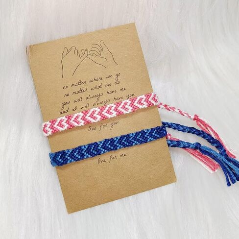 Zhang shine Woven Matching Braclets Handmade Adjustable Braided Bracelets Colorful Pink Blue String Bracelets Promise Best Friends Distance Matching For Women Girl Valentine Couple Family in Kuwait