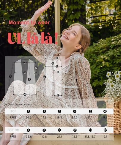ULLALA Pajamas for Women Vintage Long sleeve 30'S Cotton Mazzle Two-Piece Cream Soft Sleepwear 2Piece one Size in Kuwait