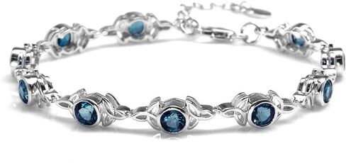 Silvershake Genuine Gemstones 925 Sterling Silver Triquetra Celtic Knot 7 to 8.5 Inch Adjustable Bracelet Jewelry for Women in Saudi Arabia