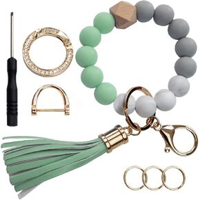 Meroqeel Silicone Beads Key Ring Keychain Bracelet Wristlet for Women, Cute Bead Car Keys Holder Chain Bangle Beaded Keyring in Kuwait