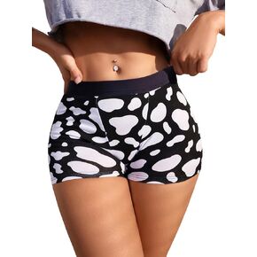 SHENHE Women's Cow Print Boyshorts Panties Low Rise Cute Boxer Underwear