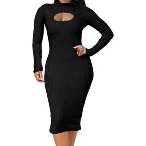 Oxgmoky Women Bodycon Ribbed Sweater Dress Sexy Sleeveless Stretchy Pullover Dresses in Kuwait