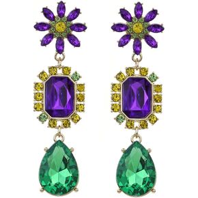 Mardi Gras Earrings for Women Girls Mask Letter MARDI GRAS Crown Carnival Fat Tuesday Dangle Earrings Carnival Parade Party Jewelry Gifts