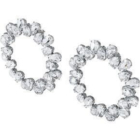 SWAROVSKI Millenia Pierced Hoop Earring Collection, Rhodium Finish, Clear Crystals