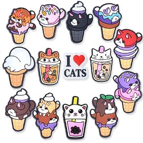 14 pcs Cat Shoe Charms Cute Animal Shoe Decoration Charms PVC Shoe Charm for Shoes Bracelets Wristbands Party Favors Gifts, Plastic, No Gemstone in Saudi Arabia