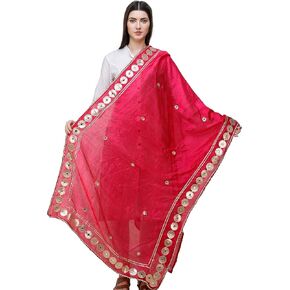 Exotic India Dupatta from Amritsar Embellished with Patch Border