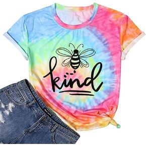 كن لطيفًا تي شيرت نسائي بأكمام قصيرة تي شيرت لطيف على شكل نحلة جرافيك قمصان مضحكة ملهمة كاجوال تي شيرت علوي in Kuwait