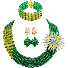 aczuv African Wedding Jewelry Set Nigerian Beads Necklace Bridal Jewelry Sets