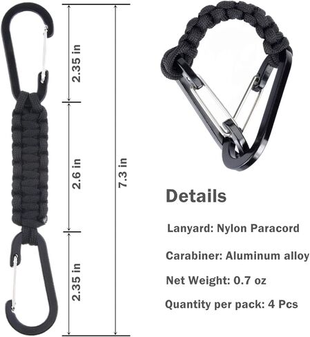 Paracord Keychain Carabiner (5 Pack), Heavy Duty Key Clip for Men Women, Paracord Lanyard Clip for Keys/Knife Camping/Hiking in Kuwait