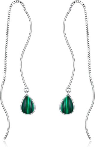 Moonstone/Turquoise Threader Earrings 925 Sterling Silver Moonstone/Turquoise Teardrop Dangle Earrings for Women Girls in Saudi Arabia