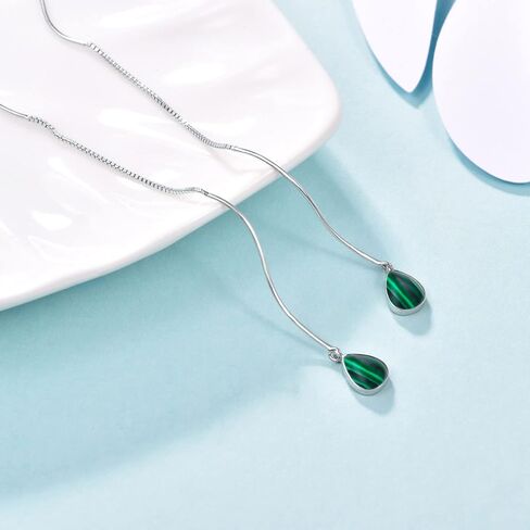 Moonstone/Turquoise Threader Earrings 925 Sterling Silver Moonstone/Turquoise Teardrop Dangle Earrings for Women Girls in Saudi Arabia