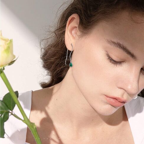 Moonstone/Turquoise Threader Earrings 925 Sterling Silver Moonstone/Turquoise Teardrop Dangle Earrings for Women Girls in Saudi Arabia
