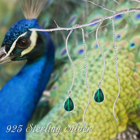 Moonstone/Turquoise Threader Earrings 925 Sterling Silver Moonstone/Turquoise Teardrop Dangle Earrings for Women Girls in Saudi Arabia