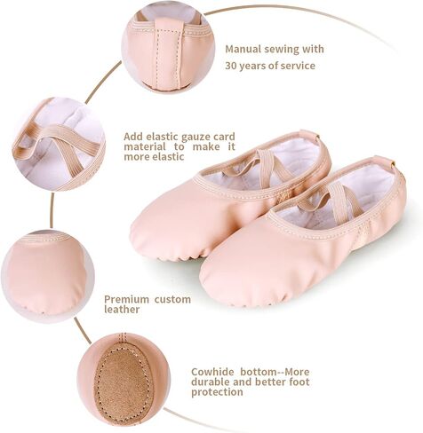 Dance Shoes Ballet Shoes Slippers for Girls and Boys, Breathable Leather Ballet Flats for Kids (Toddler/Little Kid/Big Kid) in Saudi Arabia