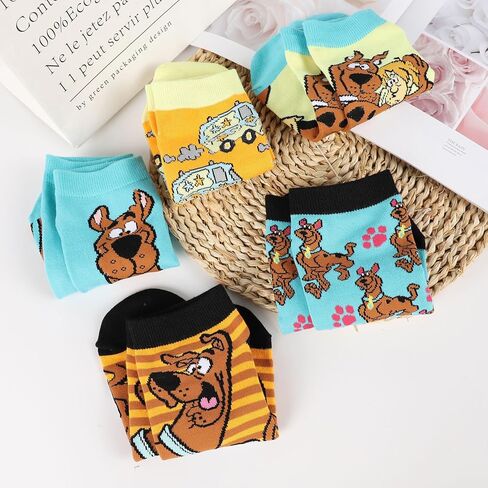 Cartoon Socks - Cool Dog Short Casual Socks Casual Socks Cool Socks for Boys Girls Men Women Friends Birthday Gifts, 5 Pairs, Orange, M-L in Kuwait
