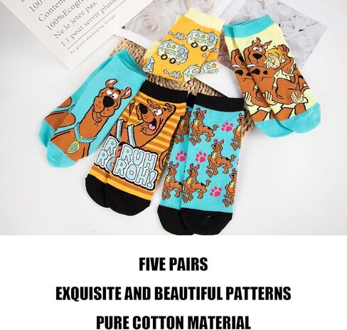 Cartoon Socks - Cool Dog Short Casual Socks Casual Socks Cool Socks for Boys Girls Men Women Friends Birthday Gifts, 5 Pairs, Orange, M-L in Kuwait