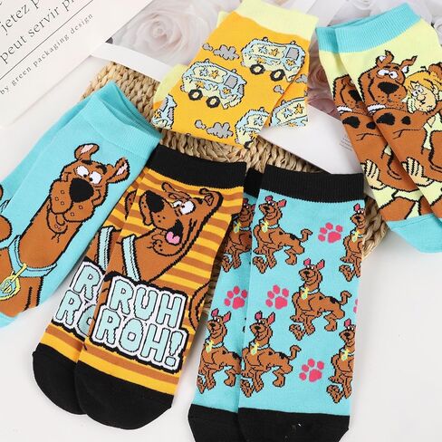 Cartoon Socks - Cool Dog Short Casual Socks Casual Socks Cool Socks for Boys Girls Men Women Friends Birthday Gifts, 5 Pairs, Orange, M-L in Kuwait