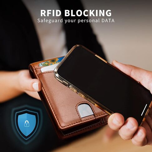 محفظة بانيرجي رفيعة بمشبك نقود للرجال مع جيب أمامي، خاصية حجب RFID، هدية حامل بطاقة الائتمان للرجال - 10 فتحات بني in Saudi Arabia