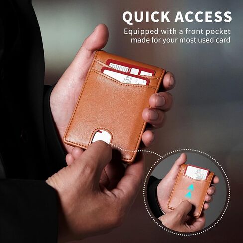 محفظة بانيرجي رفيعة بمشبك نقود للرجال مع جيب أمامي، خاصية حجب RFID، هدية حامل بطاقة الائتمان للرجال - 10 فتحات بني in Saudi Arabia