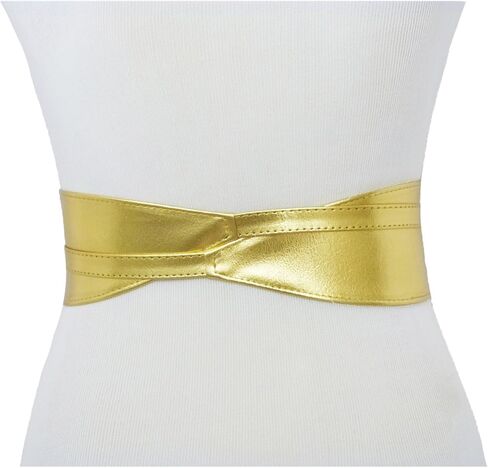 Fashion 21 حزام خصر نسائي من الدانتيل العريض، مصنوع من الجلد الصناعي، حزام خصر Obi (نمطان) in Kuwait