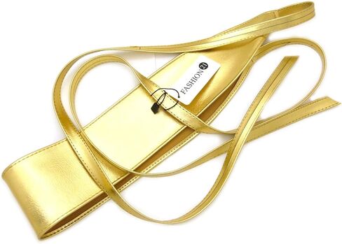 Fashion 21 حزام خصر نسائي من الدانتيل العريض، مصنوع من الجلد الصناعي، حزام خصر Obi (نمطان) in Kuwait