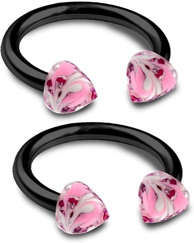 bodyjewellery 2pcs 16g Horseshoe Ring Septum Catilage Hoop Nose Lip Tragus Forward Helix Black Anodized Hand Painted 03 Spike - Pick Size in Saudi Arabia
