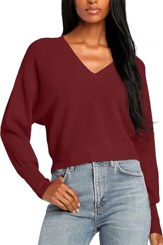 سترة Jumppmile النسائية برقبة على شكل حرف V، سترة قصيرة خفيفة الوزن وأكمام طويلة in Kuwait