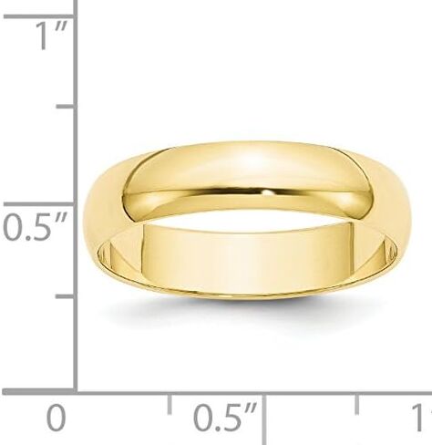 Solid 10k Yellow Gold 5 mm Rounded Wedding Band Ring in Saudi Arabia