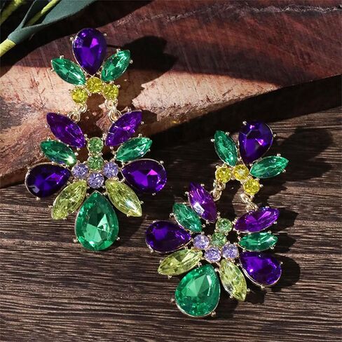 Mardi Gras Earrings for Women Girls Mask Letter MARDI GRAS Crown Carnival Fat Tuesday Dangle Earrings Carnival Parade Party Jewelry Gifts in Kuwait