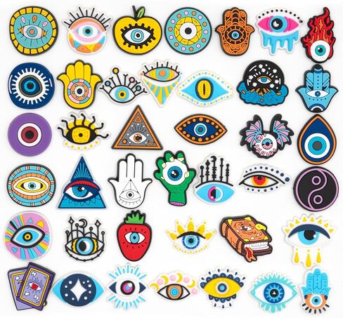 سحر حذاء العين الشريرة مجموعة عيون زرقاء سحر الأحذية حزمة 40 جهاز كمبيوتر شخصى دبابيس الكرتون ايمو سحر الأحذية إكسسوارات الأحذية سحر الديكور عيد الهالوين هدية عيد الميلاد حزب الإحسان in Kuwait