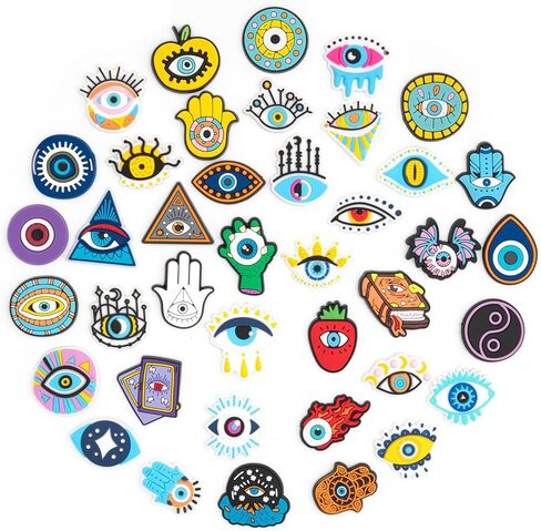 سحر حذاء العين الشريرة مجموعة عيون زرقاء سحر الأحذية حزمة 40 جهاز كمبيوتر شخصى دبابيس الكرتون ايمو سحر الأحذية إكسسوارات الأحذية سحر الديكور عيد الهالوين هدية عيد الميلاد حزب الإحسان in Kuwait