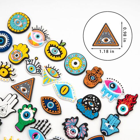 سحر حذاء العين الشريرة مجموعة عيون زرقاء سحر الأحذية حزمة 40 جهاز كمبيوتر شخصى دبابيس الكرتون ايمو سحر الأحذية إكسسوارات الأحذية سحر الديكور عيد الهالوين هدية عيد الميلاد حزب الإحسان in Kuwait