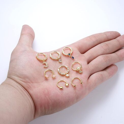 Dochais 8 قطع خواتم الحاجز 16 جرام مجوهرات الحاجز الفولاذ المقاوم للصدأ الحاجز الأنف خواتم فراشة تشيكوسلوفاكيا القلب الحاجز الدائري استرخى Daith اللولب الغضروف ثقب الأنف الثقب المجوهرات in Kuwait