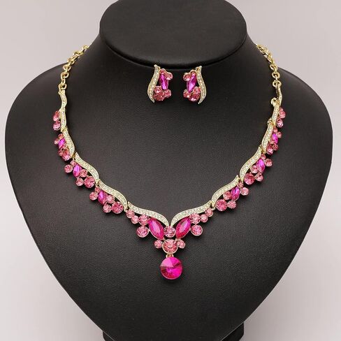 Chaoyite أنيقة كريستال نمساوي الزفاف المختنق قلادة القرط ربط سوار مجموعات الزفاف حفلة موسيقية زي مجوهرات للنساء العروس وصيفه الشرف in Kuwait