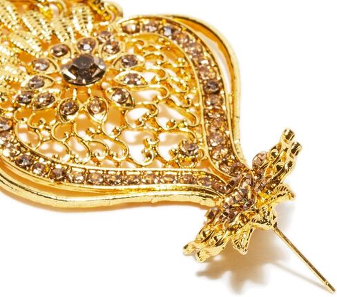 بيندهاني قطعة رأس ذهبية من حجر الراين مانغ تكا وأقراط هندية للنساء in Kuwait