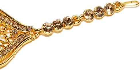 بيندهاني قطعة رأس ذهبية من حجر الراين مانغ تكا وأقراط هندية للنساء in Kuwait